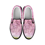 Japanese Cherry Blossom Tree Print Black Slip On Shoes