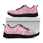 Japanese Cherry Blossom Tree Print Black Sneakers