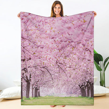 Japanese Cherry Blossom Tree Print Blanket