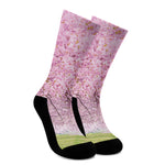 Japanese Cherry Blossom Tree Print Crew Socks