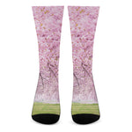 Japanese Cherry Blossom Tree Print Crew Socks