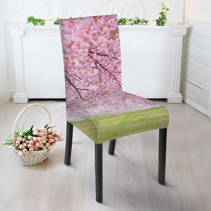 Japanese Cherry Blossom Tree Print Dining Chair Slipcover