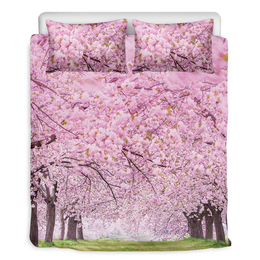 Japanese Cherry Blossom Tree Print Duvet Cover Bedding Set