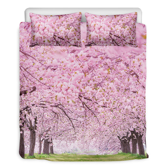 Japanese Cherry Blossom Tree Print Duvet Cover Bedding Set