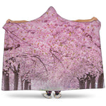 Japanese Cherry Blossom Tree Print Hooded Blanket