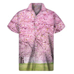 Japanese Cherry Blossom Tree Print Men's Short Sleeve Shirt