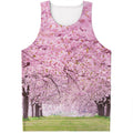Japanese Cherry Blossom Tree Print Men's Tank Top