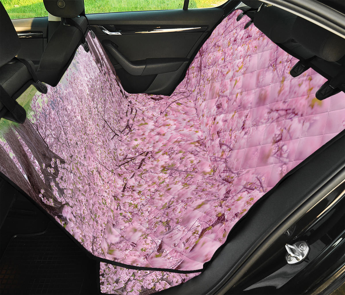 Japanese Cherry Blossom Tree Print Pet Car Back Seat Cover