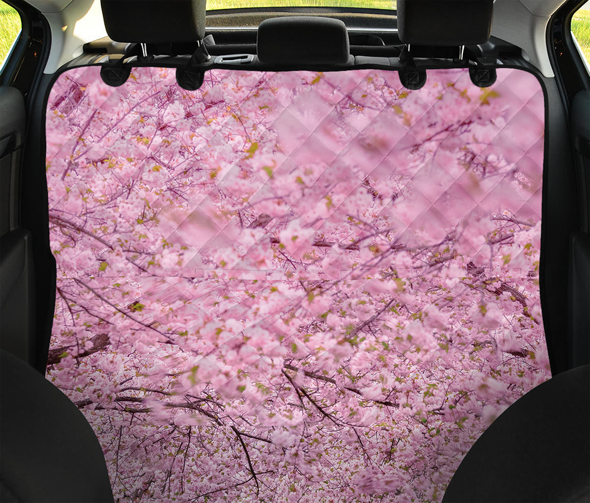 Japanese Cherry Blossom Tree Print Pet Car Back Seat Cover