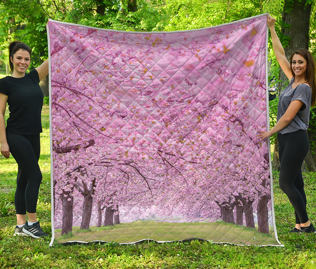 Japanese Cherry Blossom Tree Print Quilt