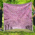 Japanese Cherry Blossom Tree Print Quilt