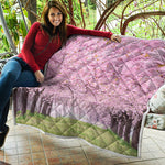 Japanese Cherry Blossom Tree Print Quilt
