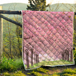 Japanese Cherry Blossom Tree Print Quilt