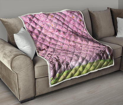 Japanese Cherry Blossom Tree Print Quilt
