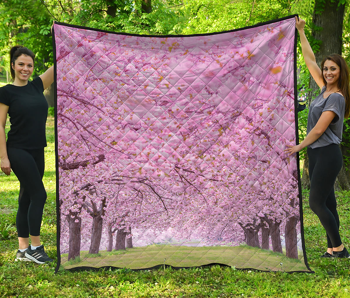 Japanese Cherry Blossom Tree Print Quilt