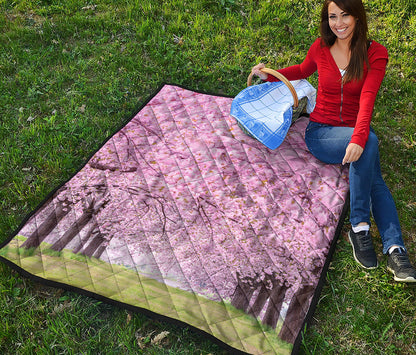 Japanese Cherry Blossom Tree Print Quilt
