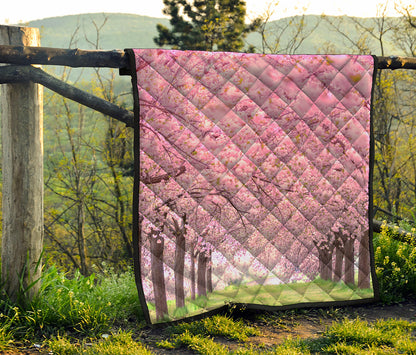 Japanese Cherry Blossom Tree Print Quilt