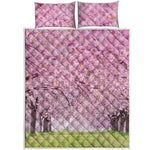 Japanese Cherry Blossom Tree Print Quilt Bed Set