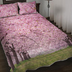 Japanese Cherry Blossom Tree Print Quilt Bed Set