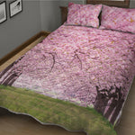 Japanese Cherry Blossom Tree Print Quilt Bed Set