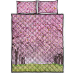 Japanese Cherry Blossom Tree Print Quilt Bed Set