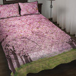 Japanese Cherry Blossom Tree Print Quilt Bed Set