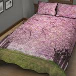 Japanese Cherry Blossom Tree Print Quilt Bed Set