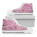 Japanese Cherry Blossom Tree Print White High Top Shoes