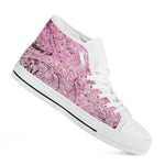 Japanese Cherry Blossom Tree Print White High Top Shoes