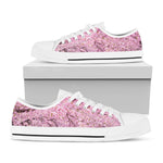 Japanese Cherry Blossom Tree Print White Low Top Shoes