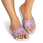 Japanese Cherry Blossom Tree Print White Slide Sandals