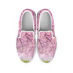 Japanese Cherry Blossom Tree Print White Slip On Shoes