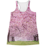 Japanese Cherry Blossom Tree Print Women's Racerback Tank Top