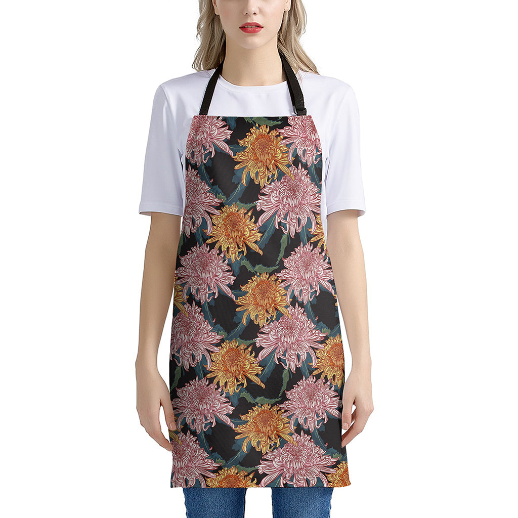 Japanese Chrysanthemum Pattern Print Apron