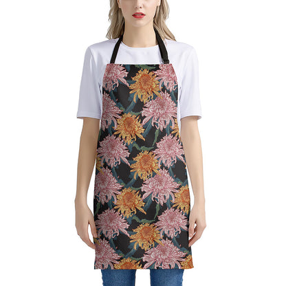 Japanese Chrysanthemum Pattern Print Apron