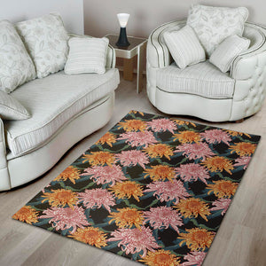 Japanese Chrysanthemum Pattern Print Area Rug