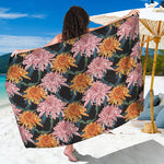 Japanese Chrysanthemum Pattern Print Beach Sarong Wrap