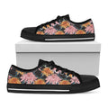 Japanese Chrysanthemum Pattern Print Black Low Top Sneakers