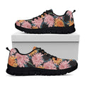 Japanese Chrysanthemum Pattern Print Black Running Shoes