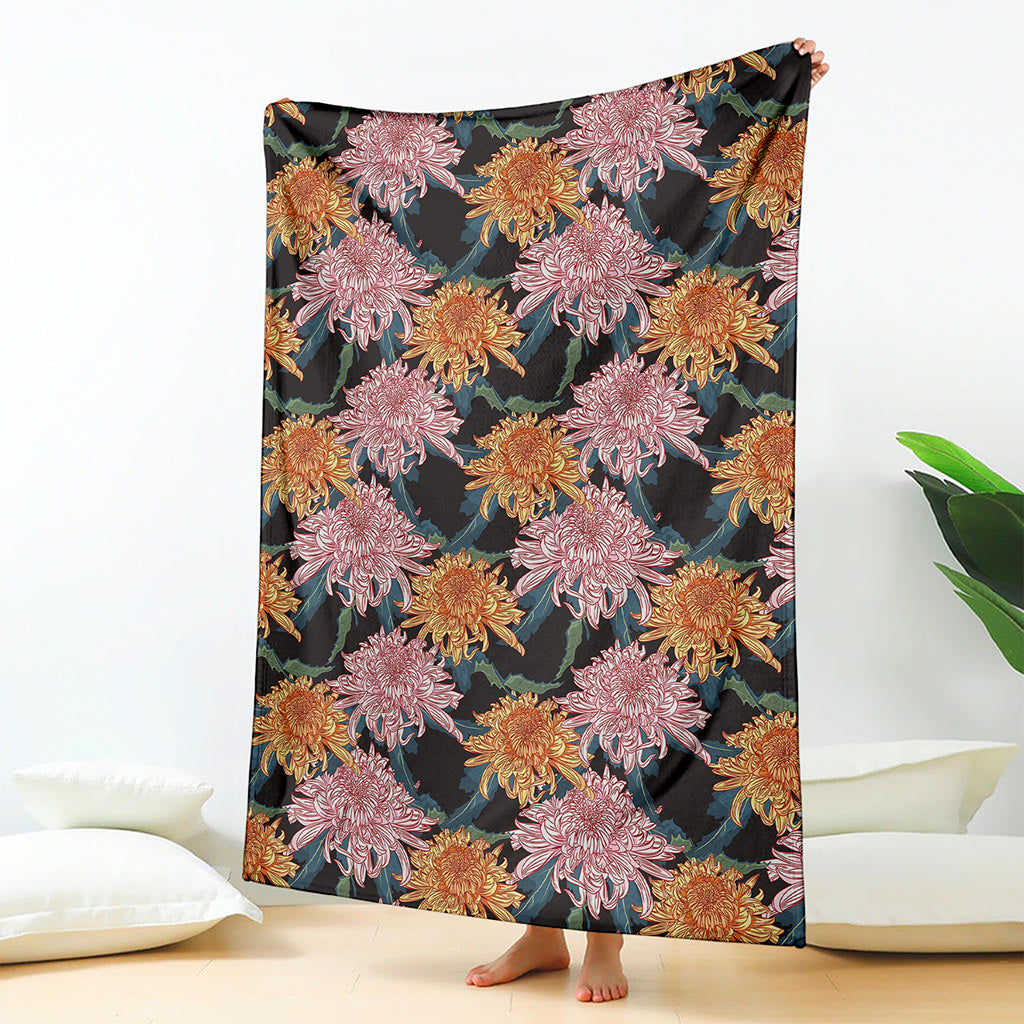 Japanese Chrysanthemum Pattern Print Blanket