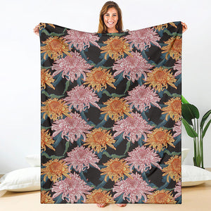 Japanese Chrysanthemum Pattern Print Blanket