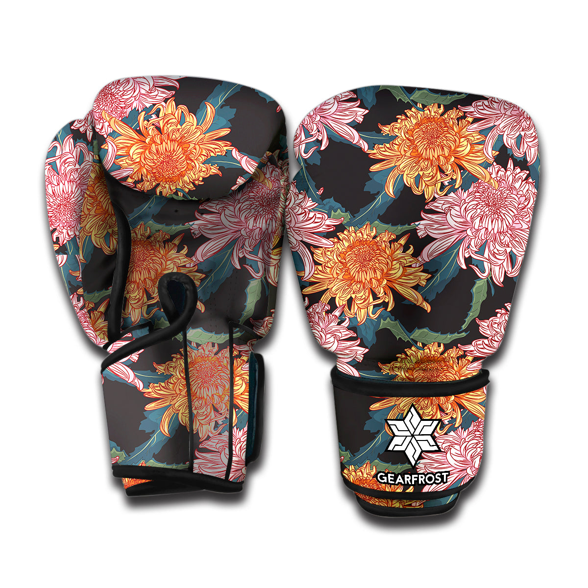 Japanese Chrysanthemum Pattern Print Boxing Gloves