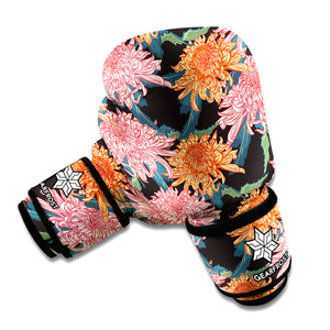 Japanese Chrysanthemum Pattern Print Boxing Gloves