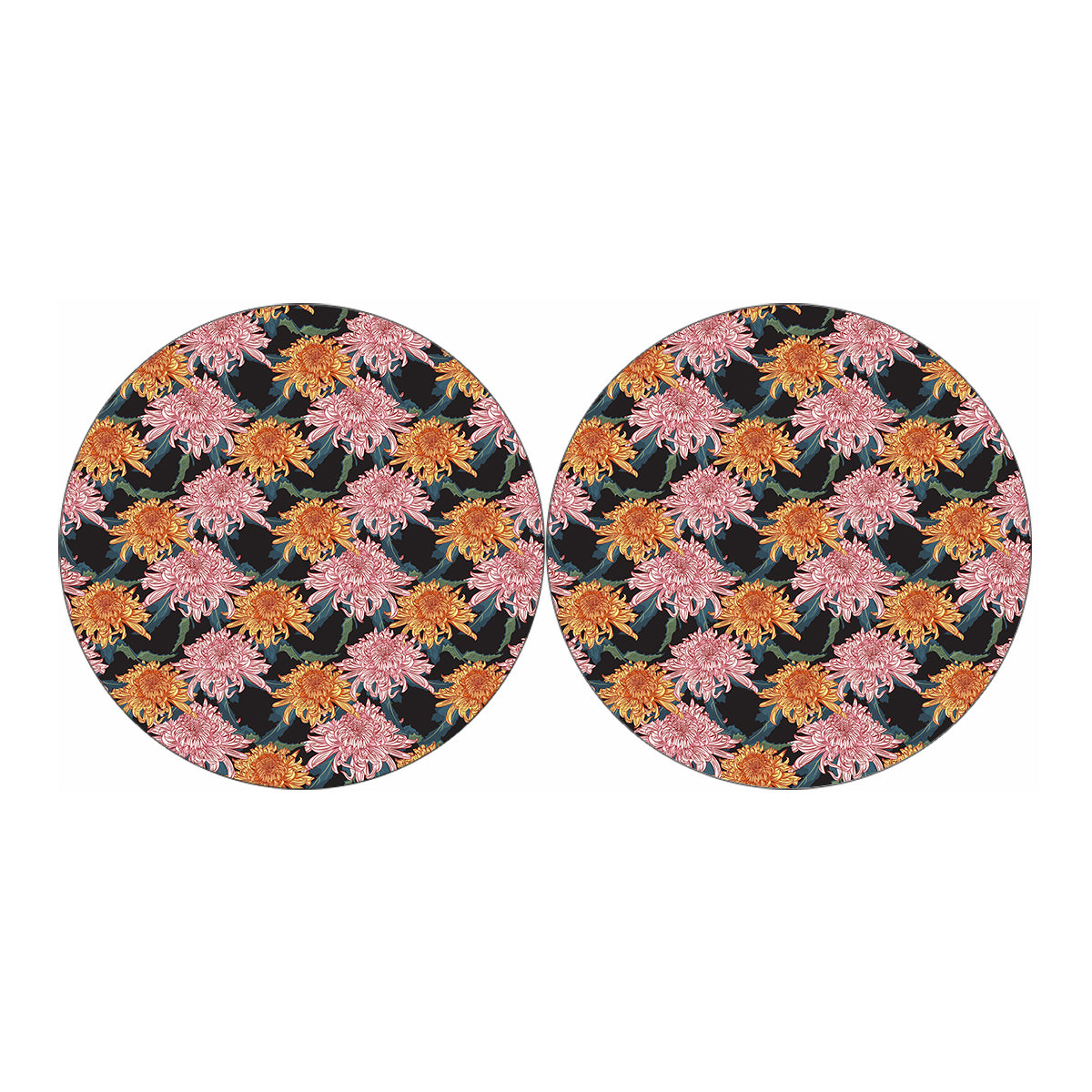 Japanese Chrysanthemum Pattern Print Car Coasters