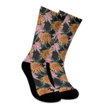 Japanese Chrysanthemum Pattern Print Crew Socks