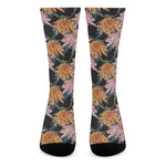 Japanese Chrysanthemum Pattern Print Crew Socks