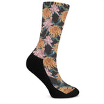 Japanese Chrysanthemum Pattern Print Crew Socks