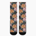 Japanese Chrysanthemum Pattern Print Crew Socks