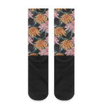 Japanese Chrysanthemum Pattern Print Crew Socks