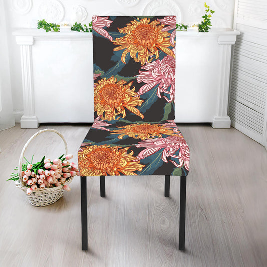 Japanese Chrysanthemum Pattern Print Dining Chair Slipcover